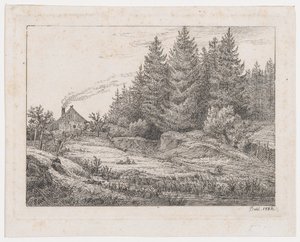 Selská chata na okraji lesa od Johan Christian Dahl