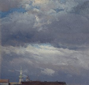 Bouřkové mraky nad zámeckou věží v Drážďanech od Johan Christian Dahl