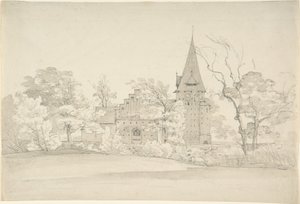 Kostel v Alleru v úřadu Sønderjylland (Dánsko), pohled od severu od Johan Christian Dahl