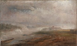 Labe v mlhavém ránu od Johan Christian Dahl