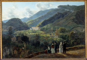 Kasino Reale de Quisiana v Castellammare s dánským soudem. Obraz od Johana Dahla (1788-1857) od Johan Christian Dahl