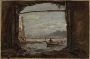 Pohled z jeskyně u Posillipo od Johan Christian Dahl