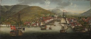 Pohled na přístav Bergen od Johan Christian Dahl