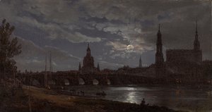 Pohled na Drážďany za svitu měsíce od Johan Christian Dahl