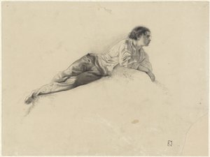 Studie ležícího mladého muže od Johan Daniël Koelman