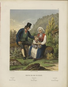 Ilustrace převzata z knihy Vybrané norské národní kostýmy od neznámého autora a publikoval Chr. Tønsberg (č. [1861])