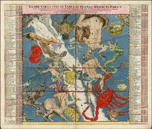 1730 nebeská mapa - Globi Coelestis In Tabulas Planas Redacti Pars V od Johan Gabriel Doppelmayr