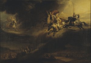 La chevauchee des Valkyries - Jízda Valkýr, Sandberg, Johan Gustaf (1782-1854). Olej na plátně. Rozměr: 140 x 201 cm. Národní muzeum Stockholm