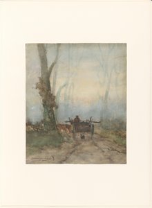 Farmářský vozík na lesní cestě od Johan Hendrik Weissenbruch (signed by artist)