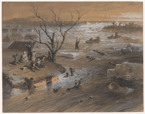 Protržení hráze v Brakelu, 4. ledna 1861 (název na objektu) od Johan Hendrik Weissenbruch (signed by artist)