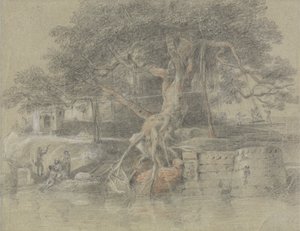 Umírající hinduista přivezen do řeky Gangy od Johan Joseph Zoffany