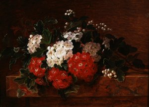 Aubepines na mramorové římse. Obraz Johana Laurentze Jensena (1800-1856) Soukromá sbírka. od Johan Laurents Jensen