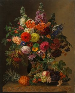Zátiší s květinami a ovocem, 1836.