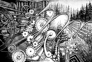 Steampunkový digitální les
