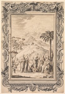 Ilustrace a návrh ohraničení pro Kupfer-Bibel Copper Bible, c. 1730. od Johan Melchior Füssli