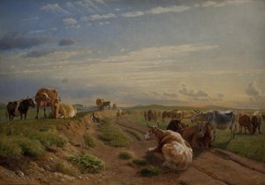 Milking Place poblíž Vognserup Manor, Zéland od Johan Thomas Lundbye