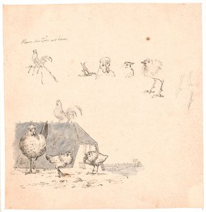Kohouti. Ilustrace ke Kaalundovým "Bajkám pro děti". Viz komentář z katalogu listů. od Johan Thomas Lundbye