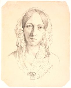 Portrét mladé ženy, jedna tvář. Možná zastupující Louise Marie Neergaard (1816-1895)