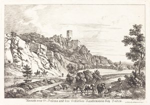 Pohled na Svatou Helenu a hrad Rauhenstein u Badenu