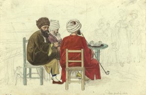Tři Turci (resp. Řekové) sedící u stolu v kavárně Augustini na Rotenturmbastei od Johann Adam Klein