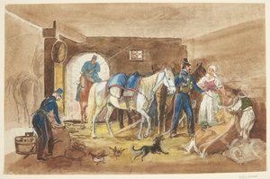 Kavaleristé ve stáji od Johann Adam Klein