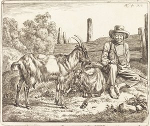 Pastýř se dvěma kozami od Johann Adam Klein