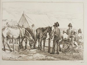 Vojáci ve vojenském táboře od Johann Adam Klein
