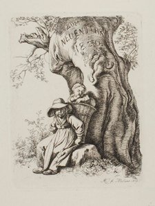 K novému roku 1820. Žena farmáře s dítětem od Johann Adam Klein