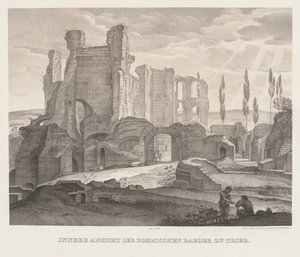 Vnitřní pohled na římské lázně v Trevíru, 1826.