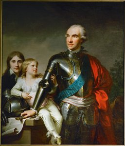 Hrabě Stanislav Felix Potocki a jeho dva synové Felix-Georg a Stanislav ... od Johann Baptist Edler von Lampi