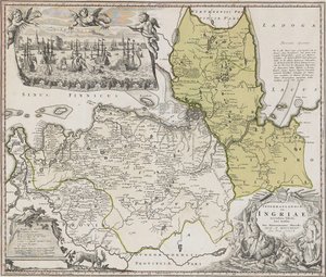 Mapa Ingrie s výhledem na Petrohrad