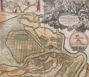 Mapa Petrohradu Hlavní plán Petrohradu, ca. 1718-1719