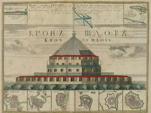 Plán pevnosti Kronštadt, 1750 od Johann Baptista Homann