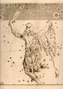 Uranometria (1661) zobrazující souhvězdí Orion