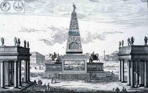 Obelisk věnovaný Marcu Aureliu Antoninusovi (161-80) a Luciusu Aureliu Verusovi (161-69), Řecko, z „Plánu historické architektury“