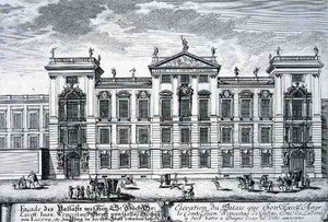 Palác hraběte Jana Václava, Praha, z „Plánu historické architektury“, ryl Johann Adam Delsenbach (1687-1765) 1721 (rytina) od Johann Bernhard (after) Fischer von Erlach