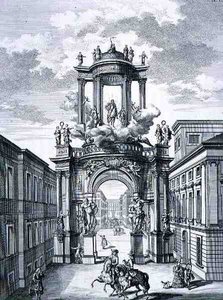 Triumfální oblouk, Vídeň, z „Plánu historické architektury“, vyrytý Johannem Adamem Delsenbachem (1687-1765) 1721 (rytina)