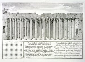 Cisterna pod hipodromem, Konstantinopol, Turecko, z „Design of a Historic Architecture“, 1721 od Johann Bernhard Fischer von Erlach