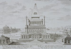 Mauzoleum Halicarnassus, Bodrum, Turecko, z „Návrhu historické architektury“, 1721 od Johann Bernhard Fischer von Erlach
