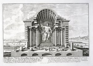 Socha Dia Olympského od Phidias, deska 5 z „Návrh historické architektury“, vyryla Johann Adam Delsenbach (1687-1765) 1721 od Johann Bernhard Fischer von Erlach