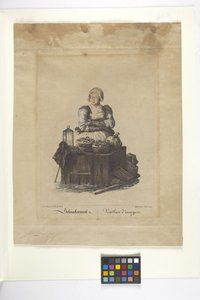 Schneckenweib Or Vendeuse Des Escargots (Snail Vendor) (ručně kolorovaný lept) od Johann Christian (after) Brand