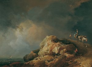 Pobřežní krajina se smečkou zvířat od Johann Christian Brand