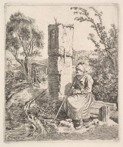 Stará dáma sedící u sloupu u Side of Road, 1819. od Johann Christian Erhard