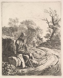 Starý muž sedící na silnici, 1818.