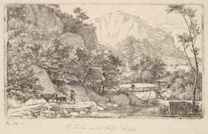 Rolník s krávou a teletem, v Unterbergu u Berchtesgadenu, 1818. od Johann Christian Erhard