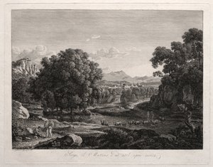 Heroic Landscape: Dobytek přes řeku od Johann Christian Reinhart