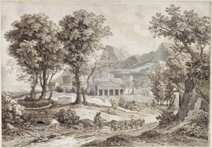 Klasická krajina s pomníkem Leonida od Johann Christian Reinhart