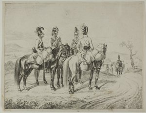 Čtyři kyrysníci na svahu od Johann Christoph Erhard