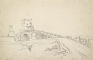 Ponte Salario poblíž Říma, 1821 (grafit na špinavě bílém papíře)