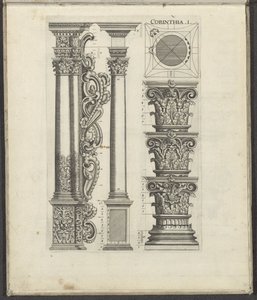 Sloupce a hlavice korintského řádu Corinthia .I. (název na objektu) Five Orders of Architecture (název série) od Johann Christoph Feinlein